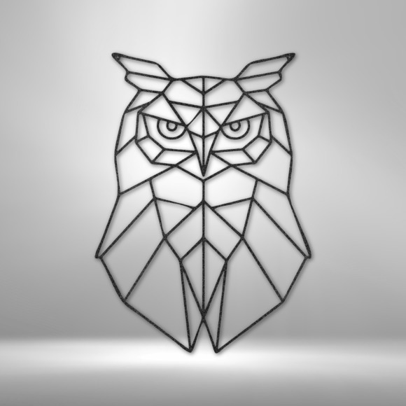 Geometric Owl Steel Sign Laser Cut Powder Coated Home & Office Metal Wall Decor